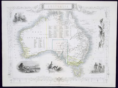 Australia, de una serie de mapas mundiales publicados por John Tallis und Co., Londres y Nueva York, 1850s de John Rapkin